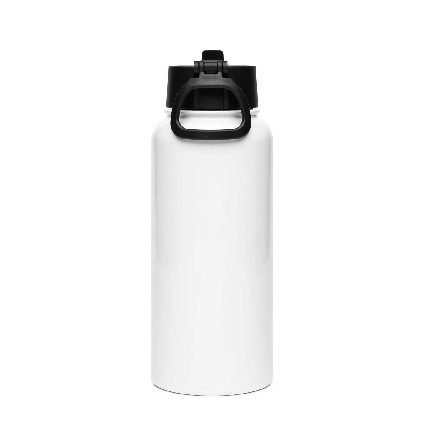 The TBRaring Bookish Shop Smut Girl Summer stainless steel water bottle features a wide white body and a black straw lid with a handle—perfect for spicy book lovers seeking a sleek, minimal design.