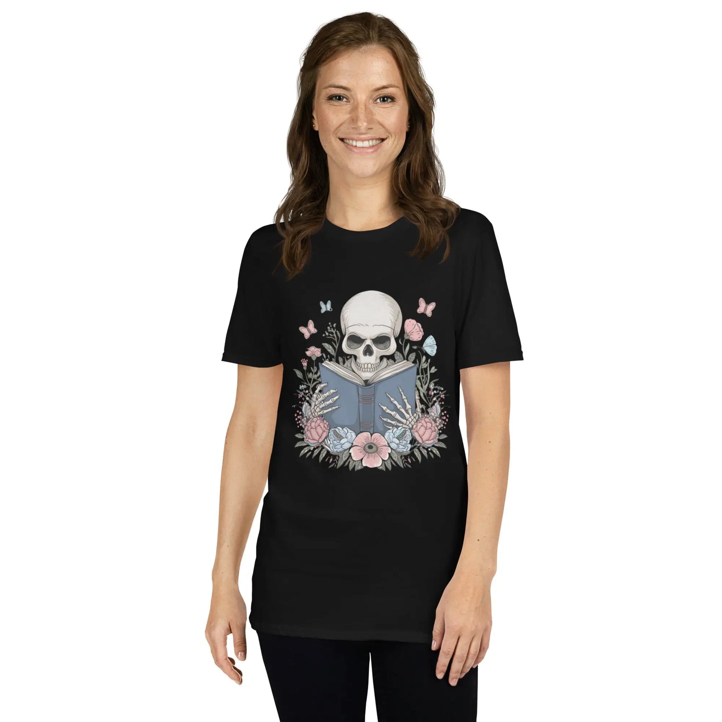 Bookish Shop Skeleton Reading Short - Sleeve Unisex T-Shirt - TBRaring