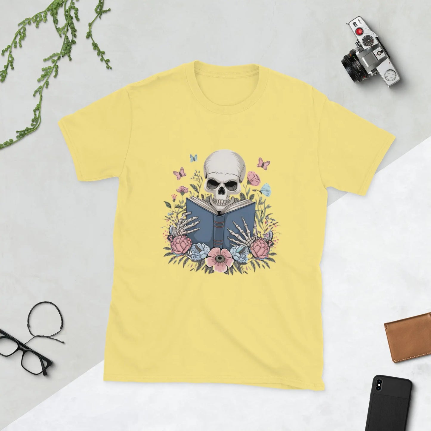 Bookish Shop Skeleton Reading Short - Sleeve Unisex T-Shirt - TBRaring