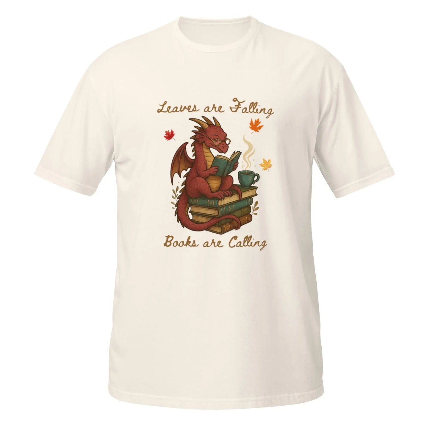 Leaves Are Falling Books Are Calling Book Dragon Short - Sleeve Unisex T-Shirt - TBRaring