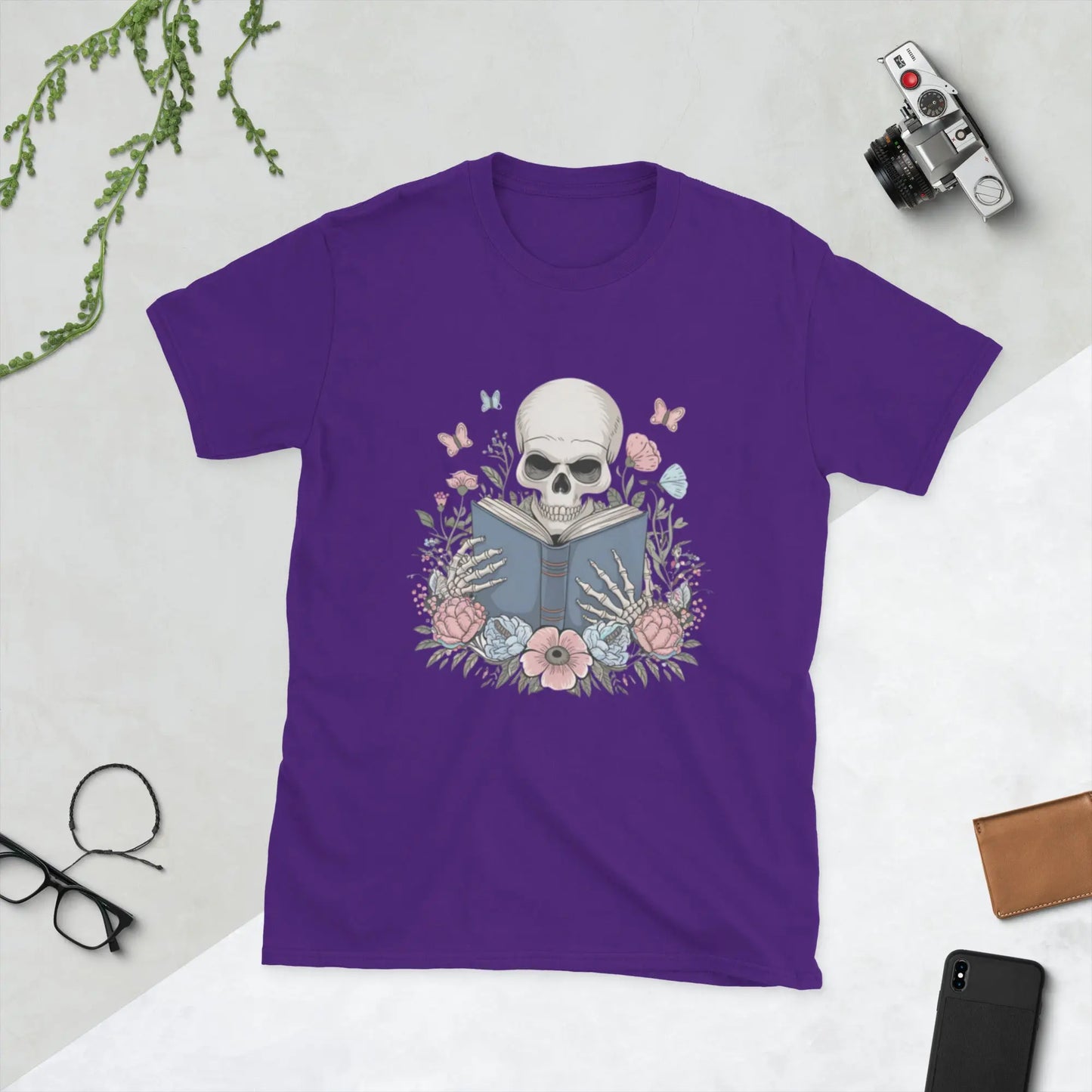 Bookish Shop Skeleton Reading Short - Sleeve Unisex T-Shirt - TBRaring