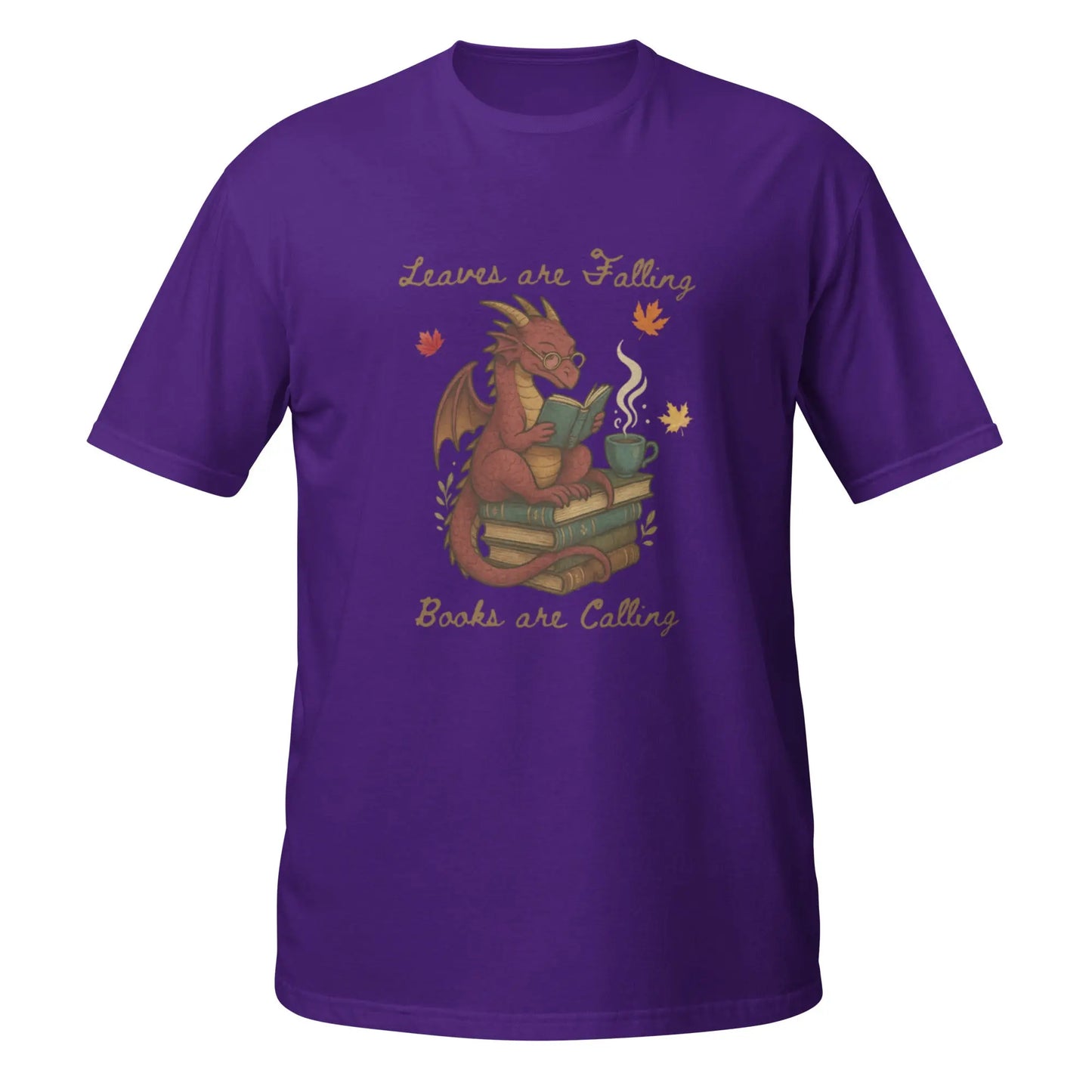 Leaves Are Falling Books Are Calling Book Dragon Short - Sleeve Unisex T-Shirt - TBRaring