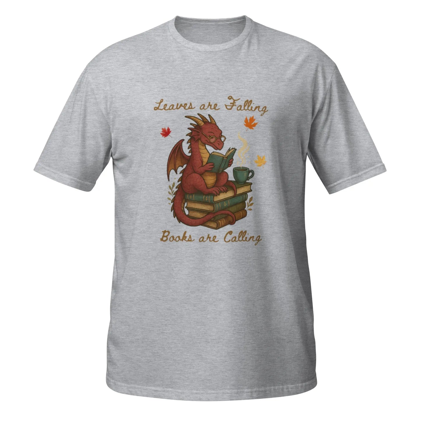 Leaves Are Falling Books Are Calling Book Dragon Short - Sleeve Unisex T-Shirt - TBRaring