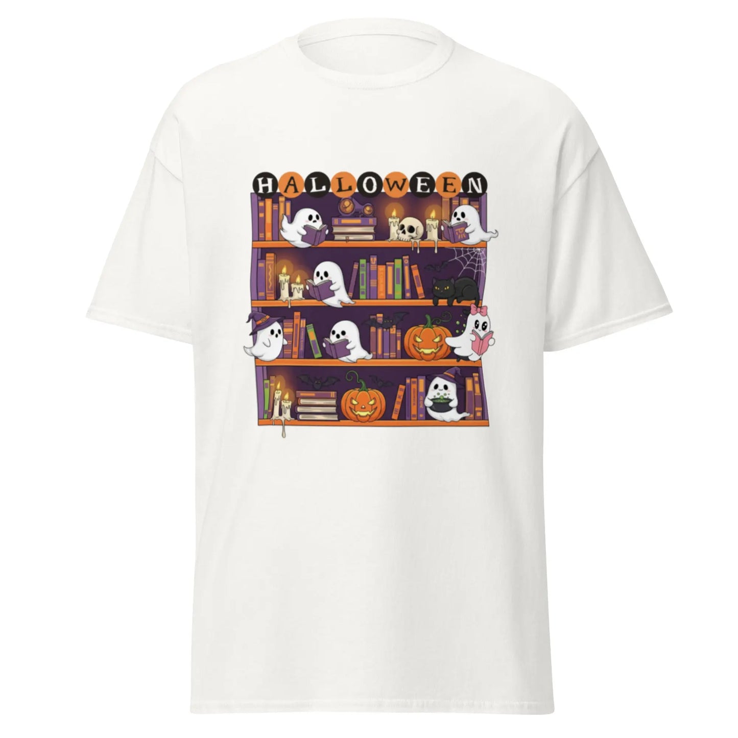 Ghost Halloween Bookcase classic tee - TBRaring
