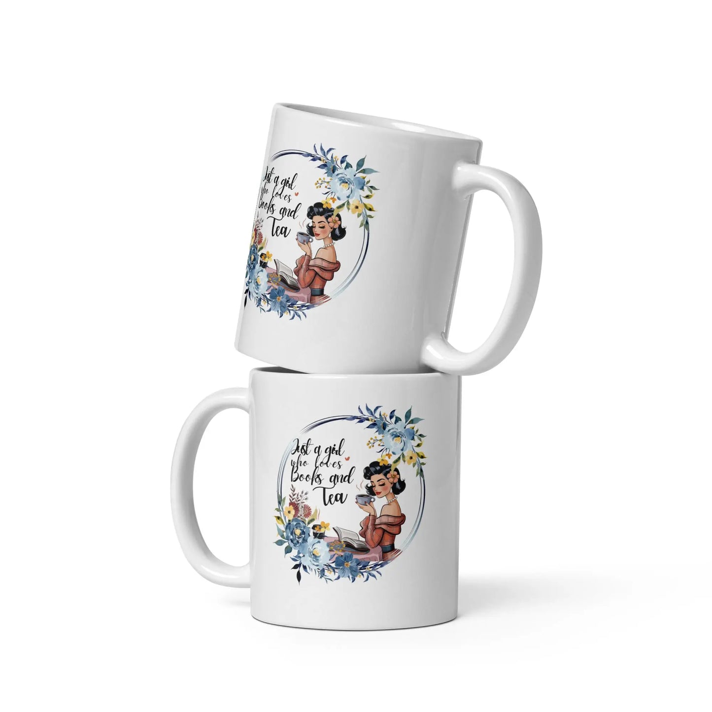 Just a Girl Who Loves Books and Tea White glossy mug - TBRaring