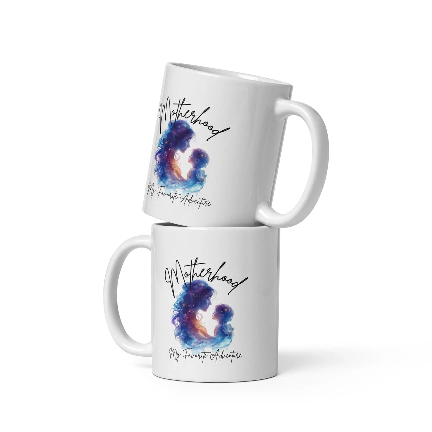 "Motherhood My Favorite Adventure" White Bookishly glossy mug - TBRaring