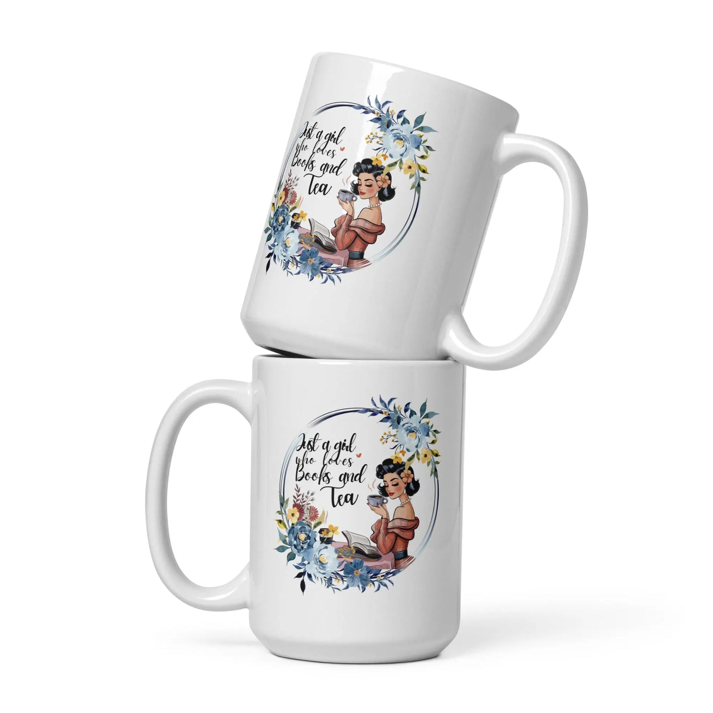 Just a Girl Who Loves Books and Tea White glossy mug - TBRaring
