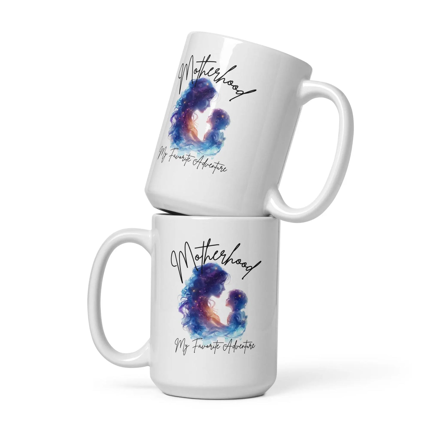 "Motherhood My Favorite Adventure" White Bookishly glossy mug - TBRaring