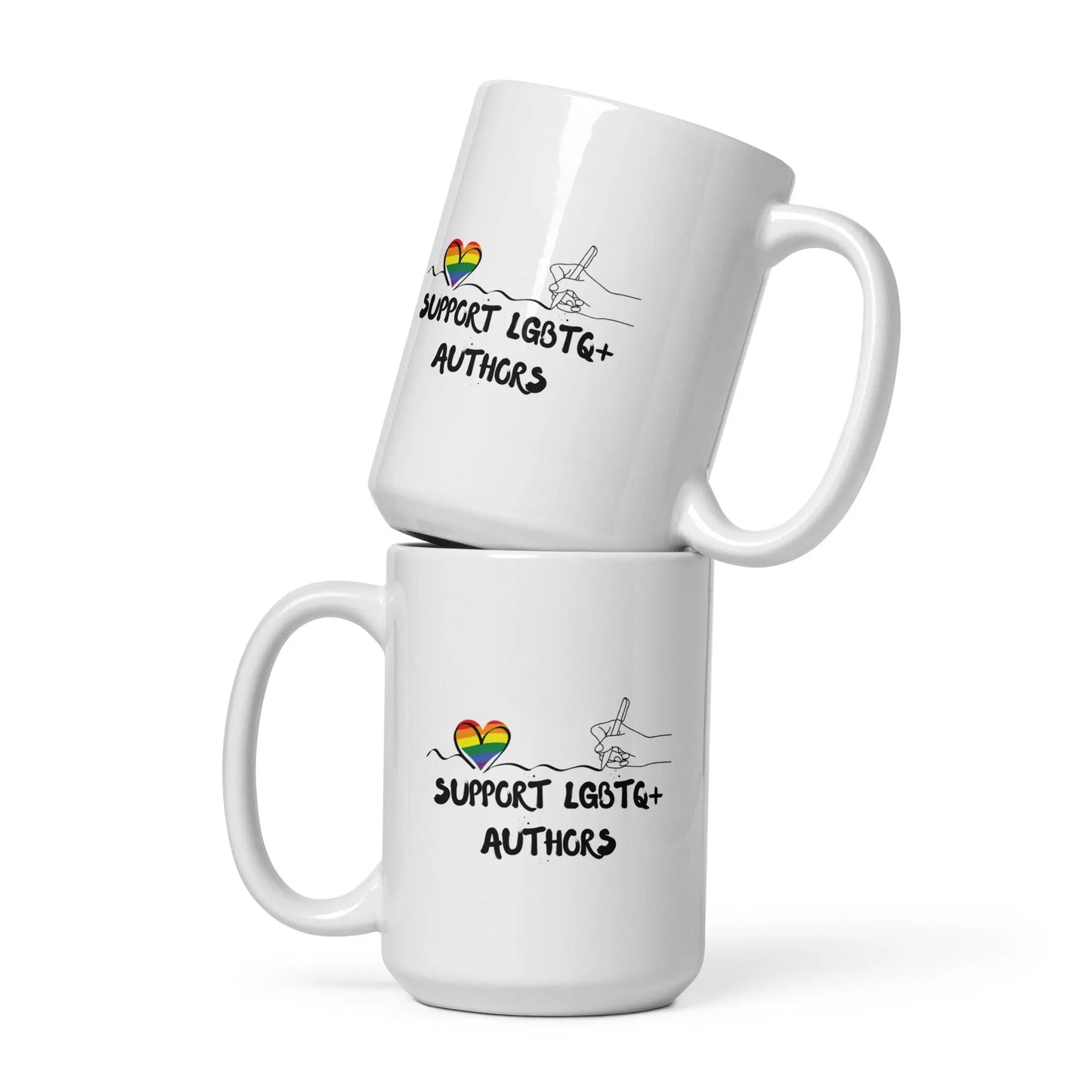 Support LGBTQ+ Authors White glossy mug - TBRaring