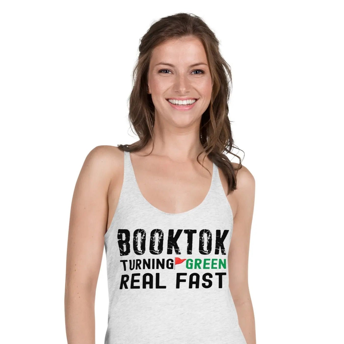 "Booktok Turning Red Flags Green" Women's Racerback Tank top bookish shop - TBRaring