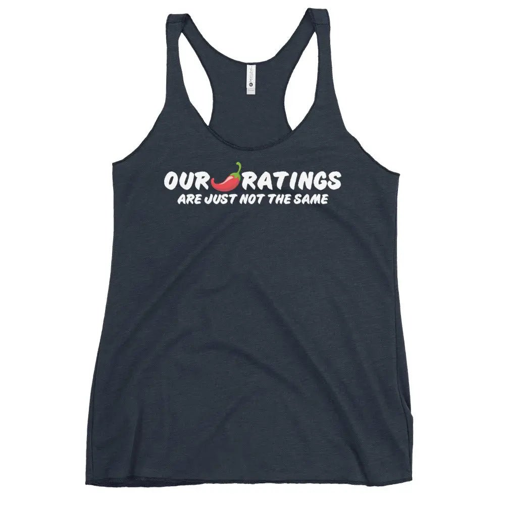 "Our chili pepper ratings are not the same" Women's Racerback Tank top bookish goods - TBRaring
