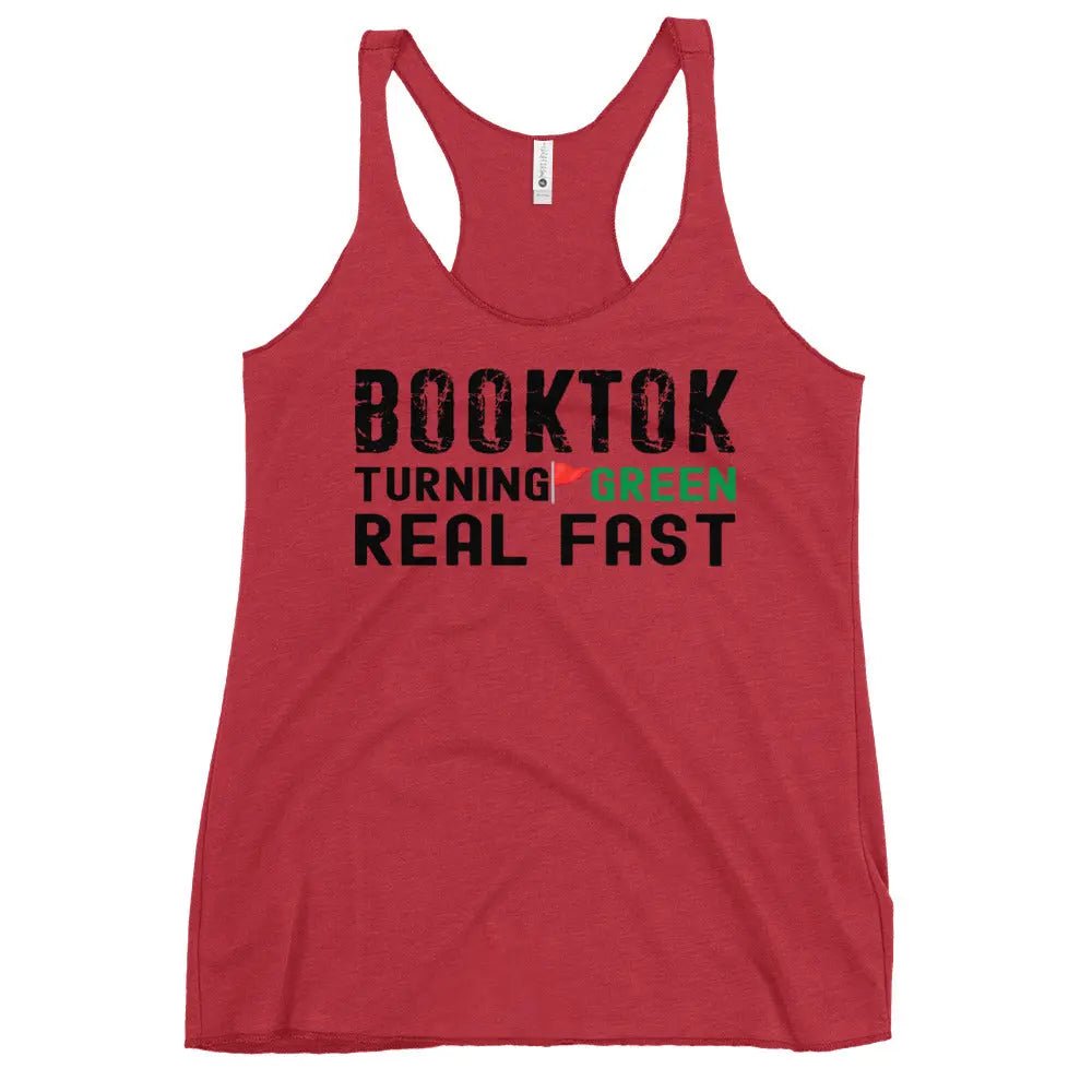 "Booktok Turning Red Flags Green" Women's Racerback Tank top bookish shop - TBRaring
