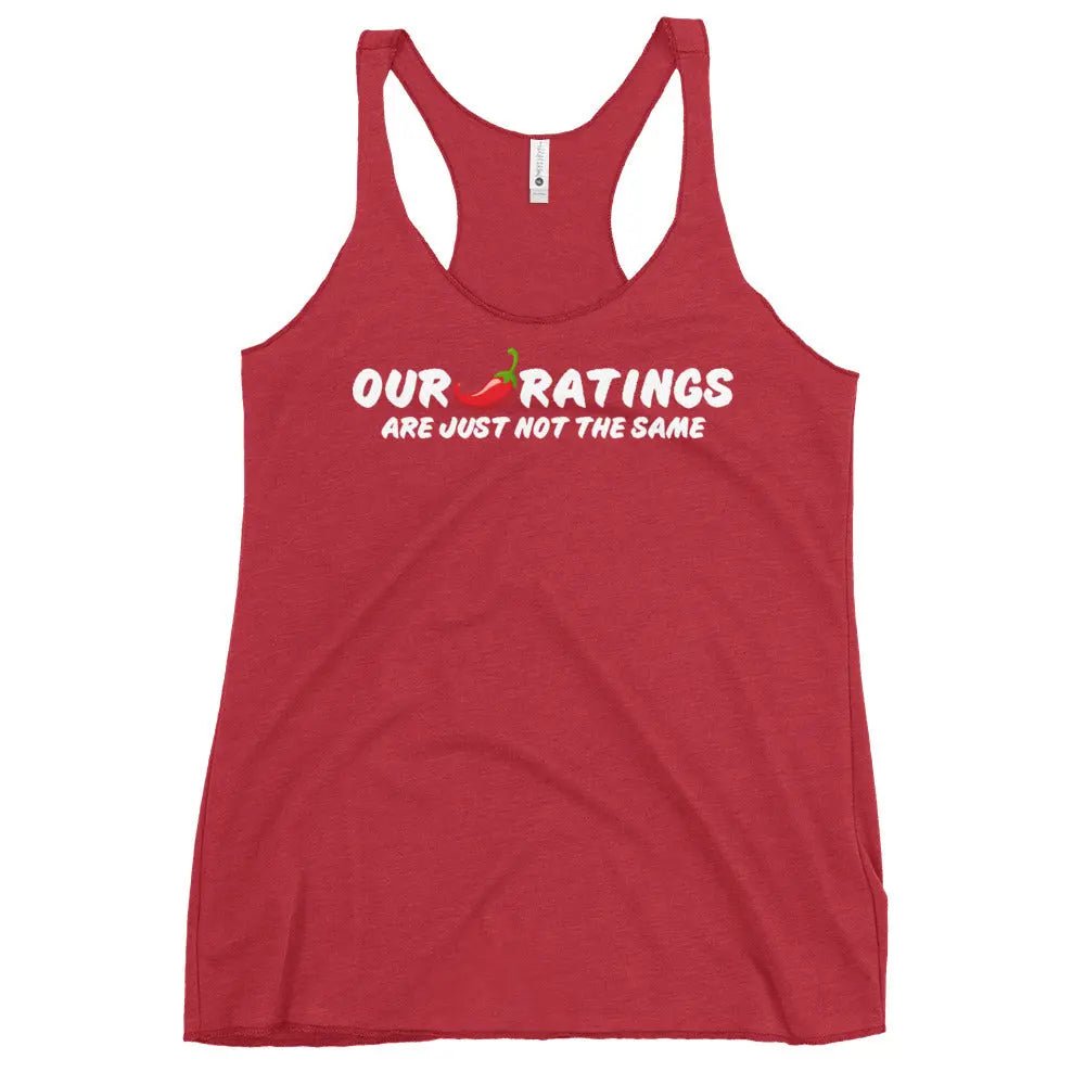 "Our chili pepper ratings are not the same" Women's Racerback Tank top bookish goods - TBRaring