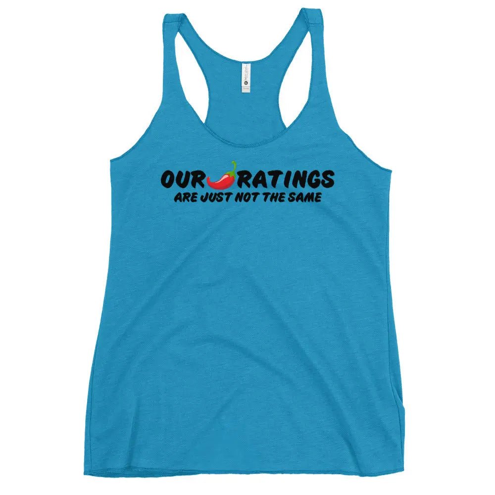 "Our chili pepper ratings are not the same" Women's Racerback Tank top bookish goods - TBRaring