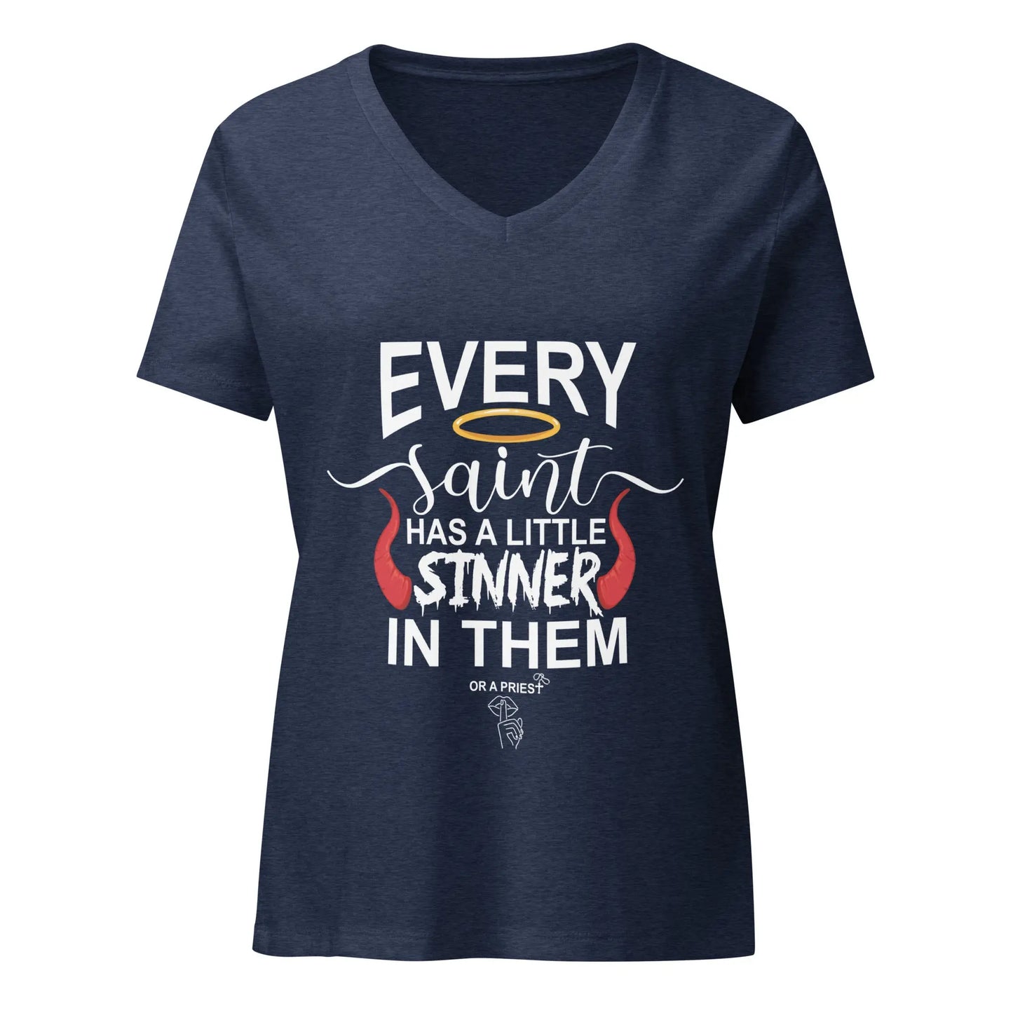 "Every Saint Has a Little Sinner in Them" Women’s Bookish Goods relaxed v - neck t-shirt - TBRaring