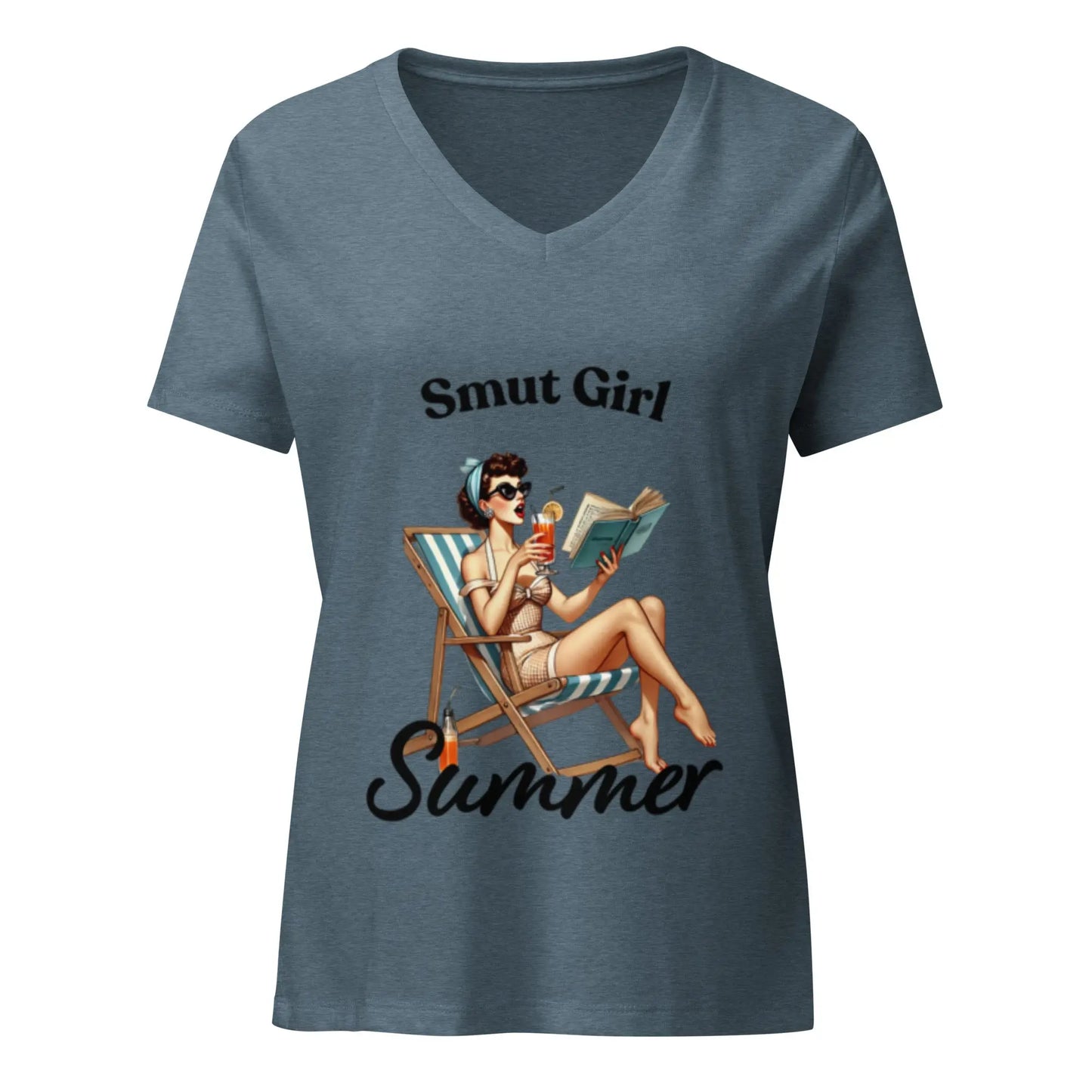 "Smut Girl Summer" Women’s relaxed v - neck t-shirt bookish goods - TBRaring