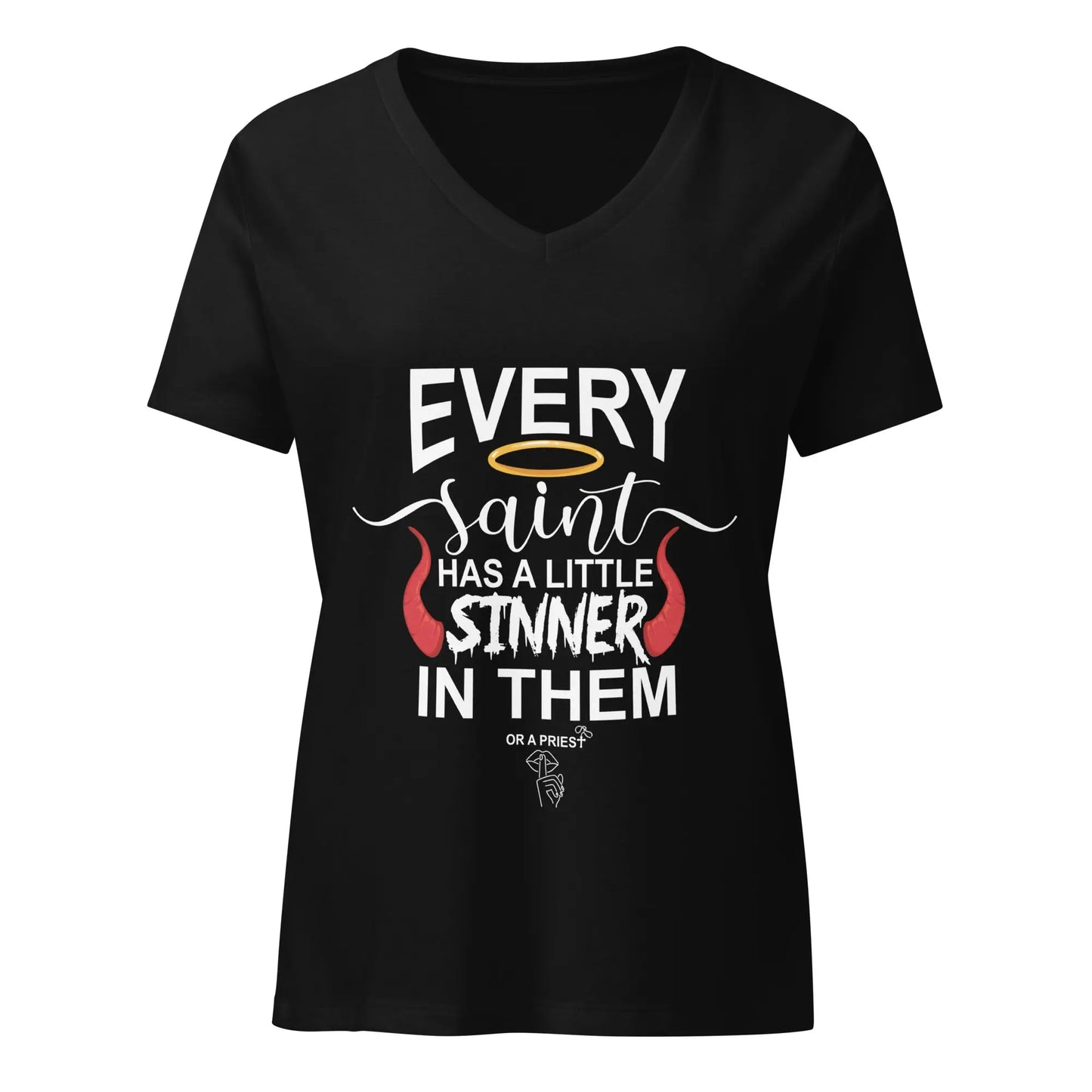 "Every Saint Has a Little Sinner in Them" Women’s Bookish Goods relaxed v - neck t-shirt - TBRaring