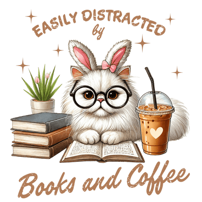 Bookish Shop "Easily Distracted by Books and Coffee" Short - Sleeve Unisex T-Shirt - TBRaring
