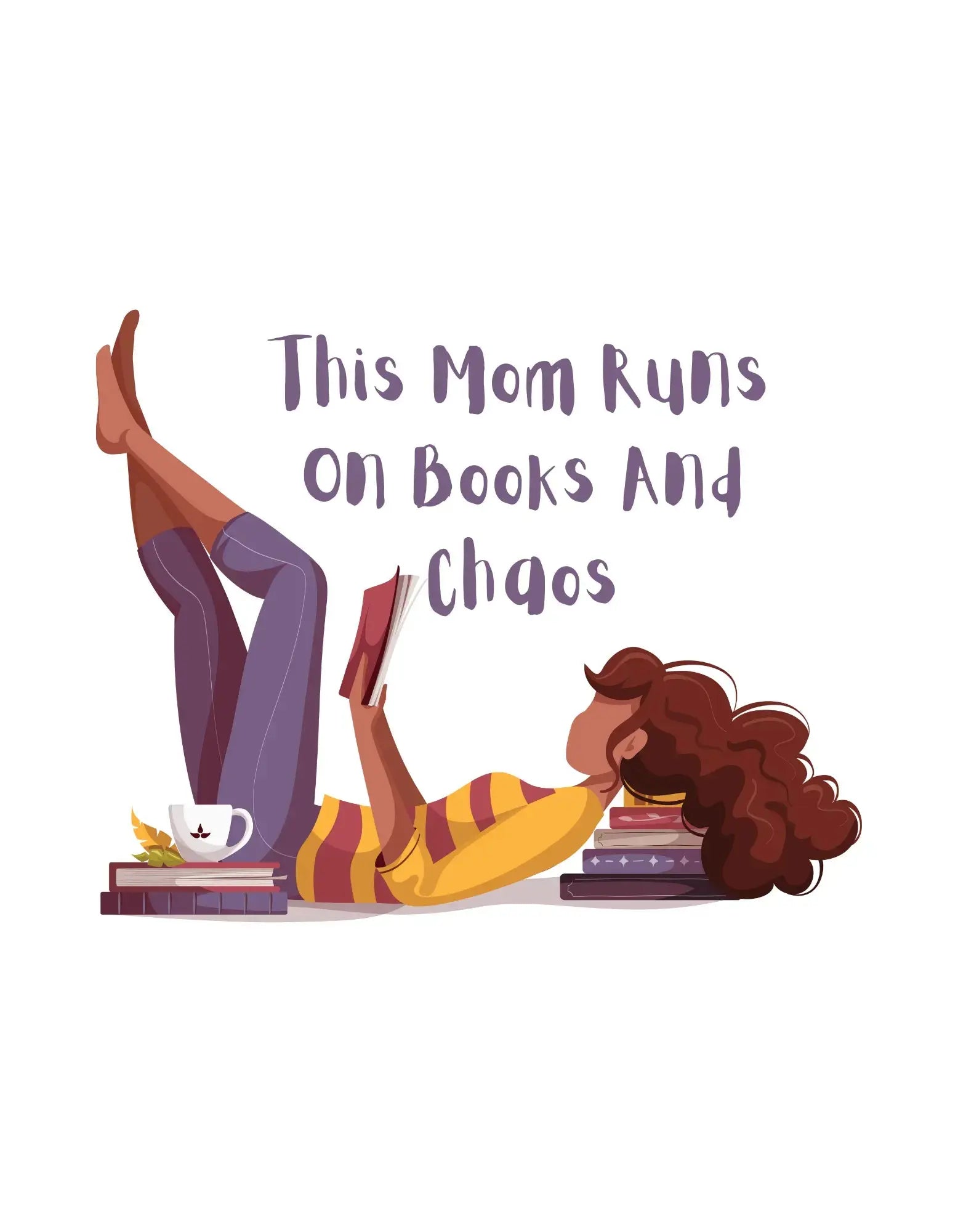 "This Mom Runs on Books and Chaos" Short - Sleeve Unisex Bookishly T-Shirt - TBRaring