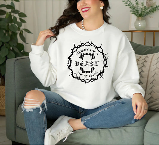 "Looking for a Beast for my Briar" Unisex organic sweatshirt in our bookish shop - TBRaring