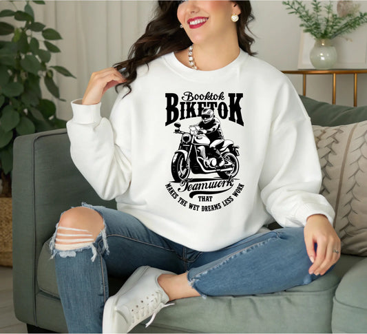 "Booktok Biketok Teamwork" Bookish Goods Unisex Sweatshirt - TBRaring