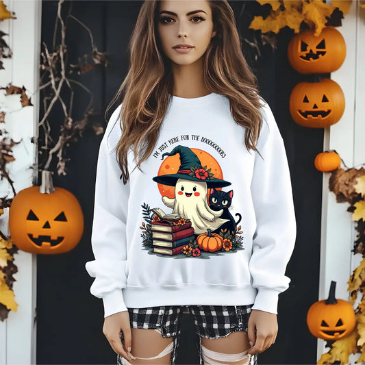 I'm Just Here For The Booooooooooks Ghost Sweatshirt - TBRaring
