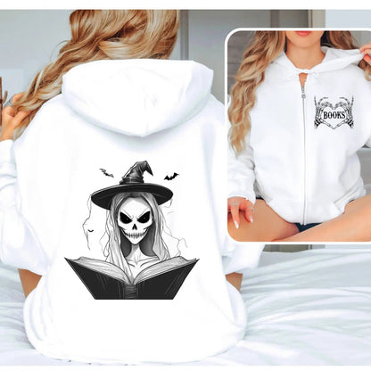 Creepy Witch Reader zip hoodie Front and Back - TBRaring