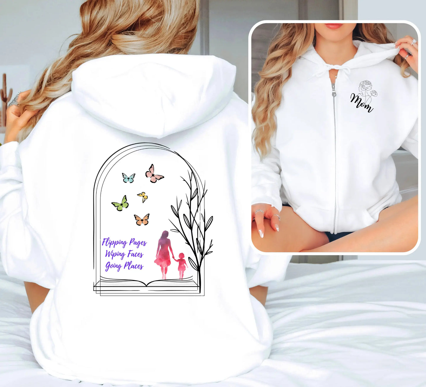 "Flipping Pages Wiping Faces Going Places" Unisex heavy blend zip hoodie bookish merch - TBRaring