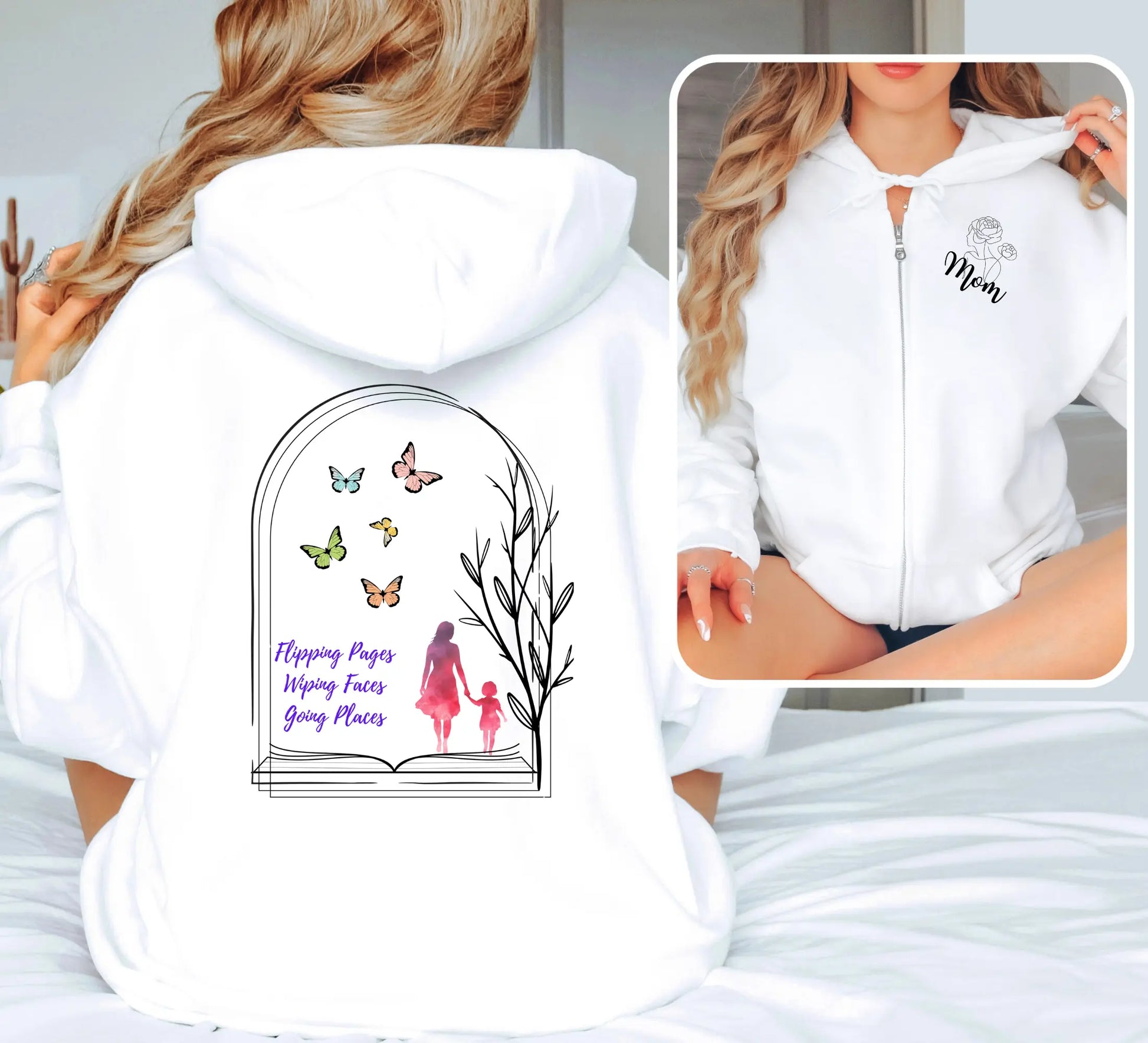 "Flipping Pages Wiping Faces Going Places" Unisex heavy blend zip hoodie bookish merch - TBRaring