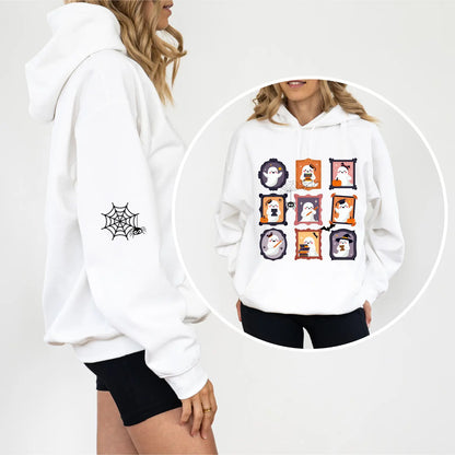 Ghost Teacher Picture Frame hoodie With Spider Webs On Sleeves - TBRaring
