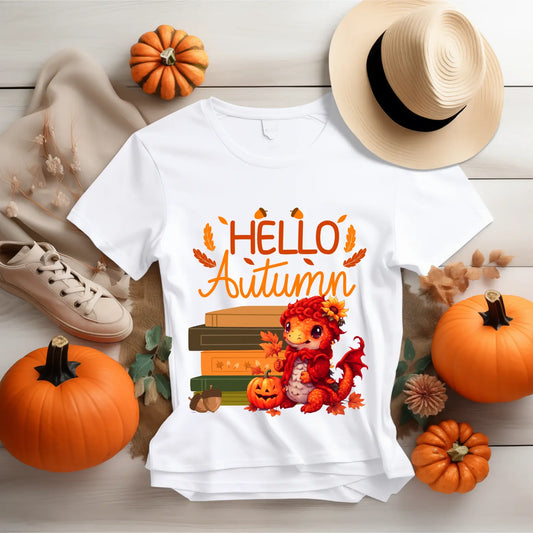 Hello Autumn Book Dragon Short - Sleeve Unisex T-Shirt - TBRaring