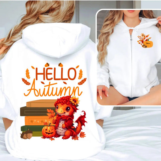 Hello Autumn Unisex heavy blend zip hoodie - TBRaring
