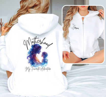 "Motherhood My Favorite adventure" Unisex heavy blend Bookishly zip hoodie - TBRaring