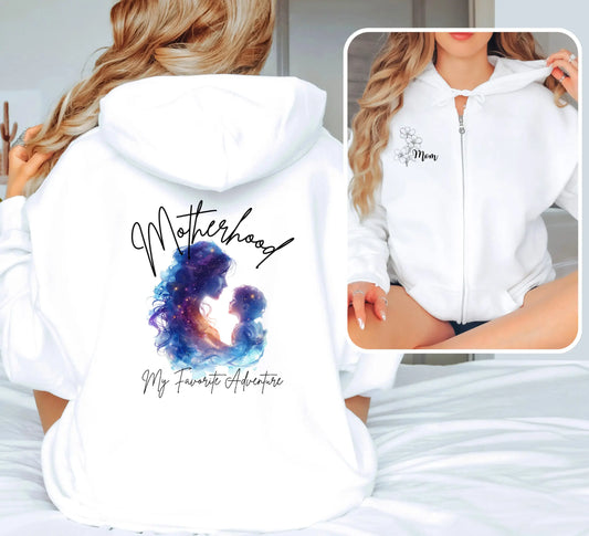 "Motherhood My Favorite adventure" Unisex heavy blend Bookishly zip hoodie - TBRaring