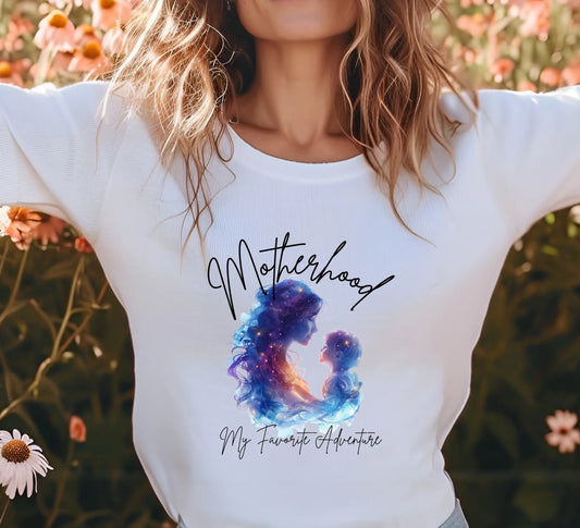 "Motherhood My Favorite Adventure" Short - Sleeve Unisex Bookishly T-Shirt - TBRaring