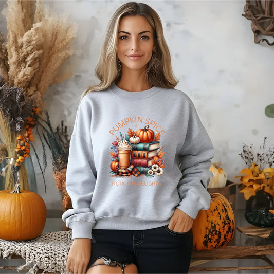 Pumpkin Spice & Fictional Delights Unisex Sweatshirt - TBRaring