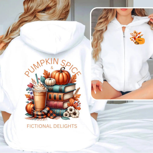 Pumpkin Spice & Fictional Delights Unisex heavy blend zip hoodie - TBRaring