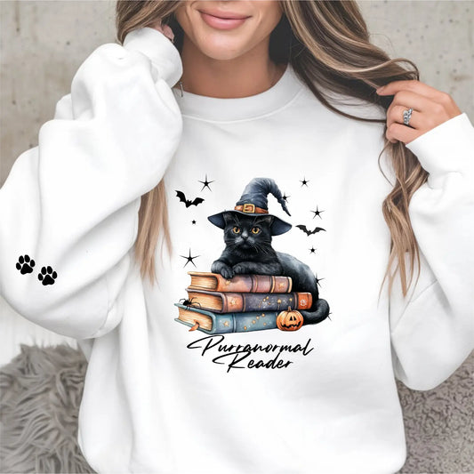 Purranormal Reads Sweatshirt With Paws On Sleeves - TBRaring