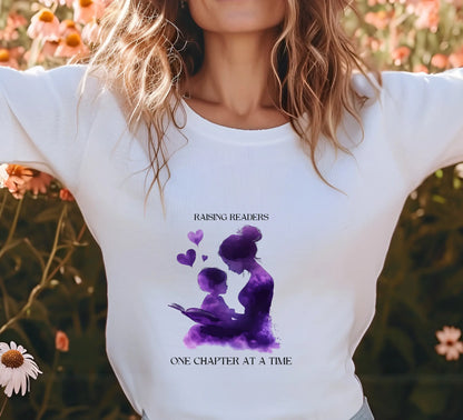 "Raising Readers One Chapter at a Time" Short - Sleeve Unisex Bookishly T-Shirt - TBRaring