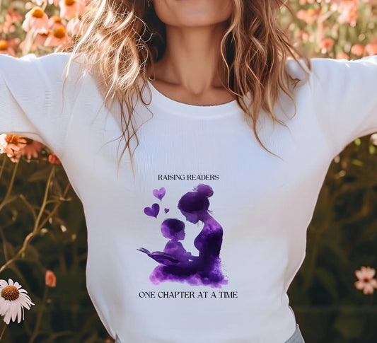 "Raising Readers One Chapter at a Time" Short - Sleeve Unisex Bookishly T-Shirt - TBRaring