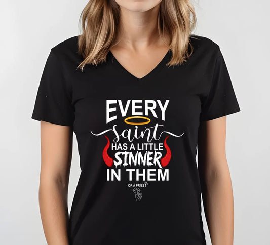 "Every Saint Has a Little Sinner in Them" Women’s Bookish Goods relaxed v - neck t-shirt - TBRaring