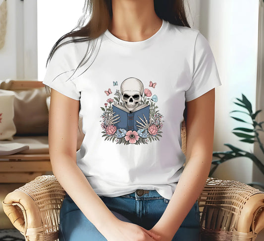 Bookish Shop Skeleton Reading Short - Sleeve Unisex T-Shirt - TBRaring
