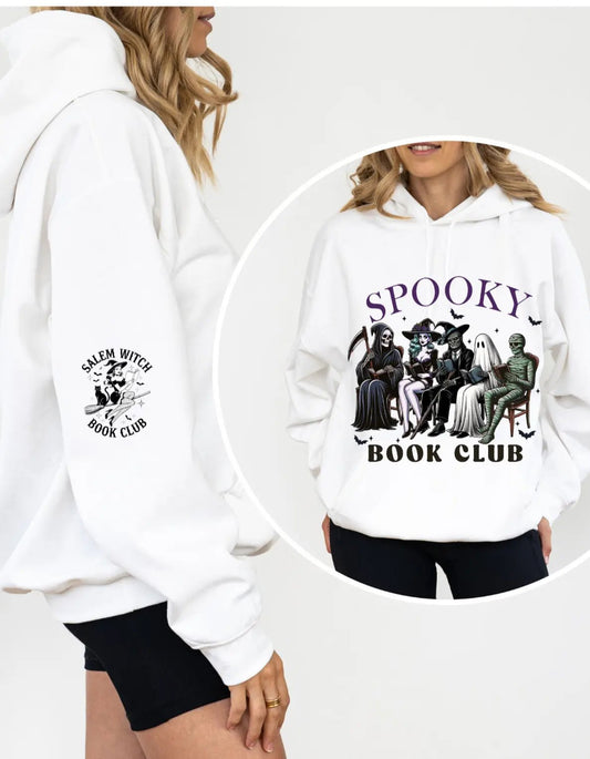 Spooky Book Club hoodie With Witch on Sleeve - TBRaring