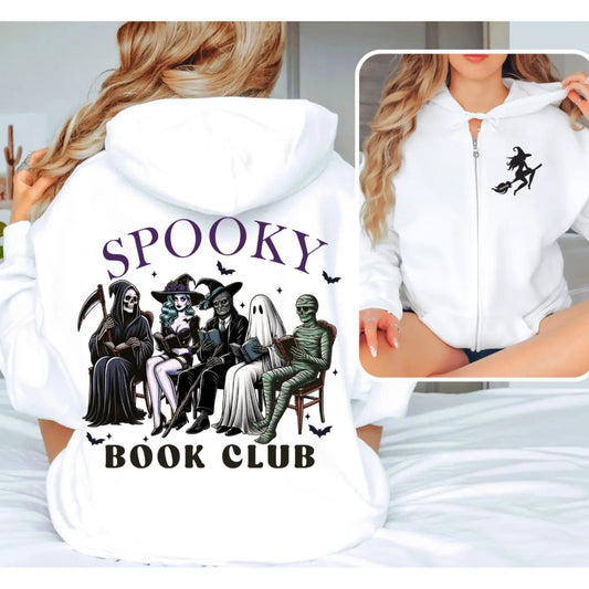 Spooky Book Club zip hoodie With Front and Back - TBRaring