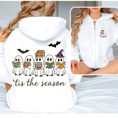 Tis The Season Ghost zip hoodie with Front and Back - TBRaring
