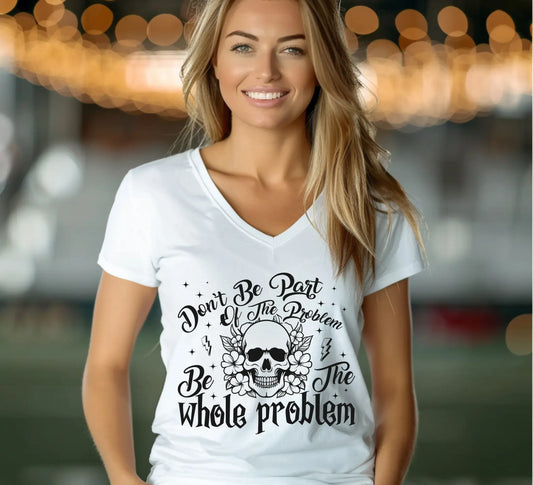 "Don't Just Be Part of The Problem" Unisex Short Sleeve V - Neck T-Shirt bookish goods - TBRaring