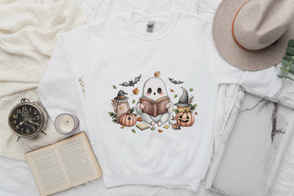 Cute Ghost Reading Sweatshirt