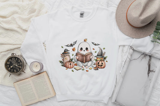 Cute Ghost Reading Sweatshirt