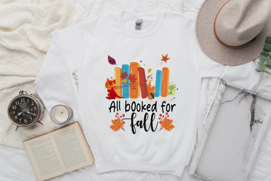 All Booked For Fall Unisex Sweatshirt With Leaves on Sleeves