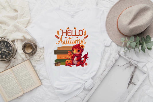 Hello Autumn Book Dragon Short-Sleeve Unisex T-Shirt